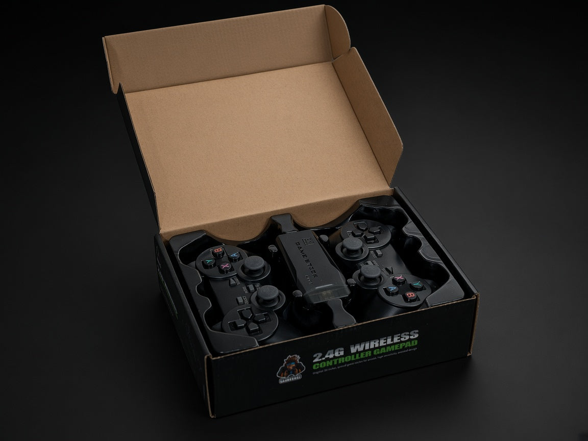 Clash Arcade Plus kit — HDMI stick and two wireless controllers