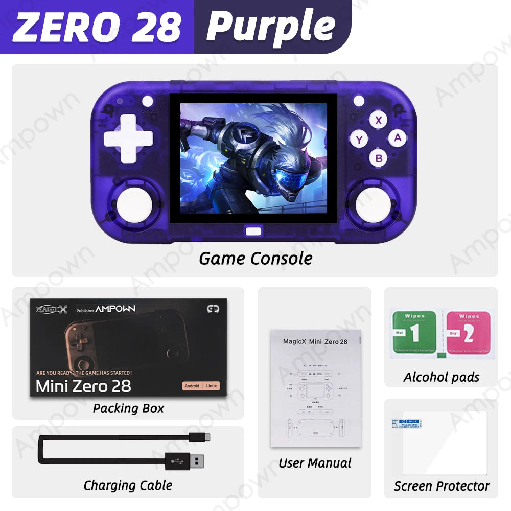 Ampown Mini Zero 28 Handheld Game Console 2.8 Inch IPS Android WiFi