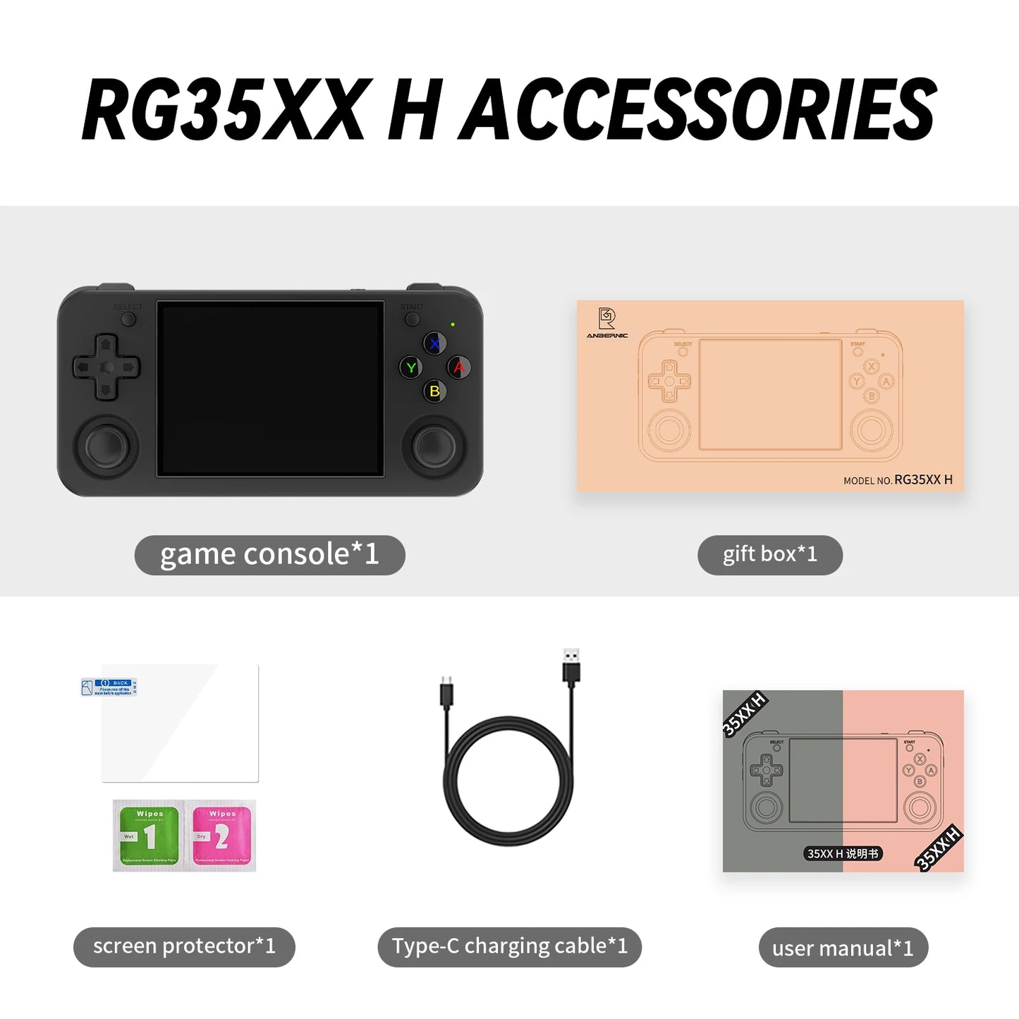 ANBERNIC RG35XX H Retro Handheld Game Console Linux 64-bit 3300mAh 5,000 Games HD Out WiFi Bluetooth