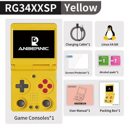 ANBERNIC RG34XXSP Flip Retro Handheld Game Console 3.4" IPS Linux 64-bit 256GB 5G WiFi