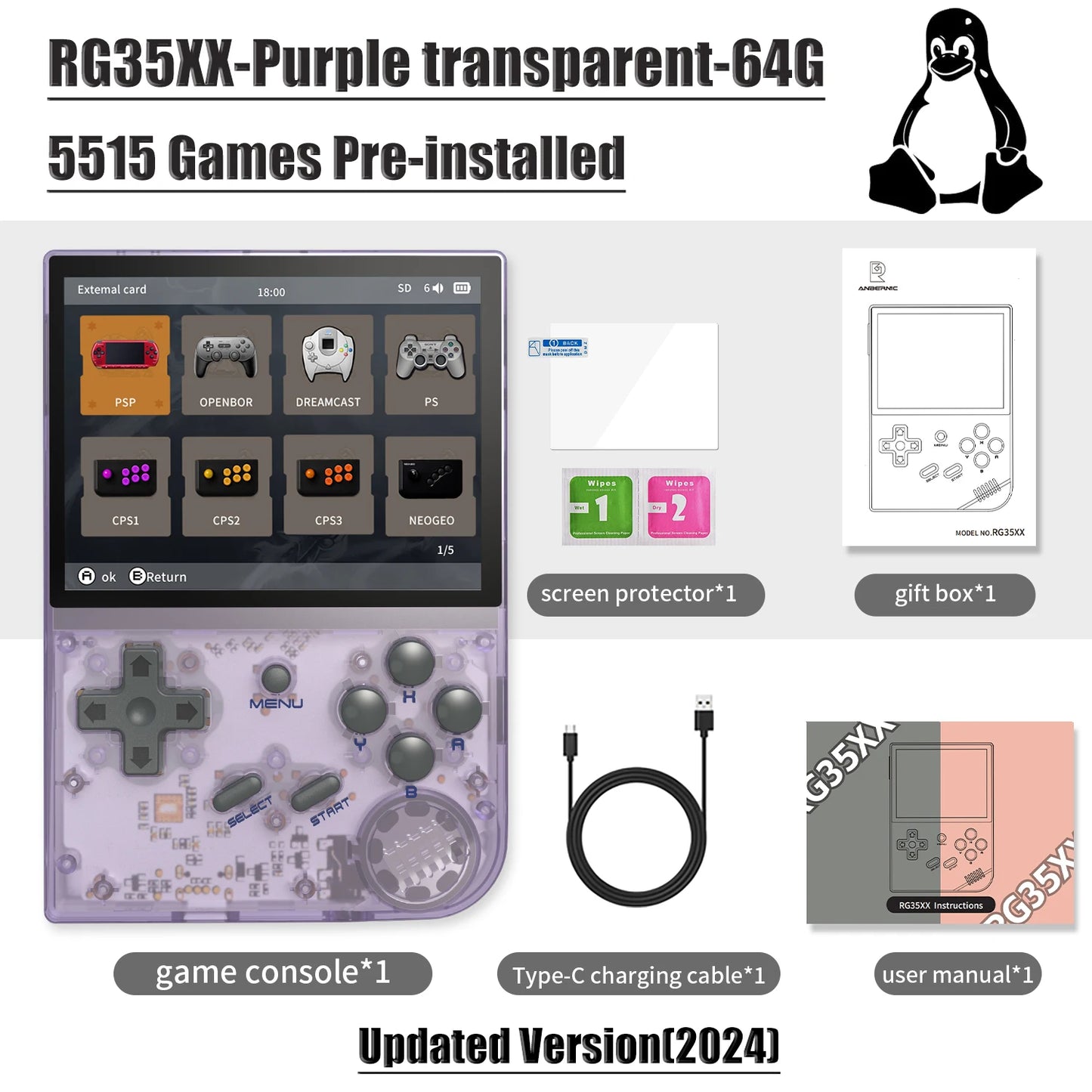 ANBERNIC RG35XX Updated 3.5" IPS Retro Handheld Game Console Linux H700 Quad-Core 1.5GHz