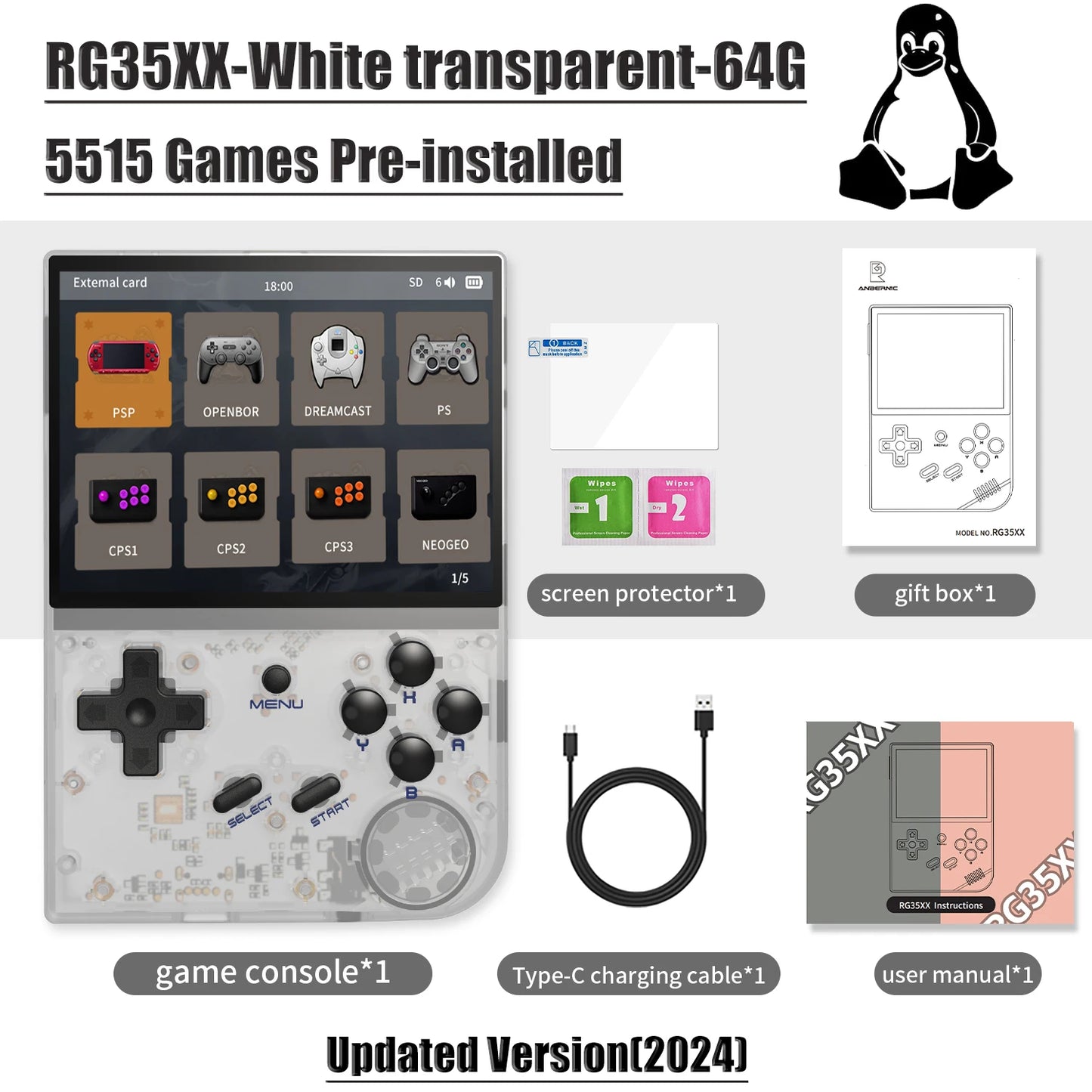 ANBERNIC RG35XX Updated 3.5" IPS Retro Handheld Game Console Linux H700 Quad-Core 1.5GHz