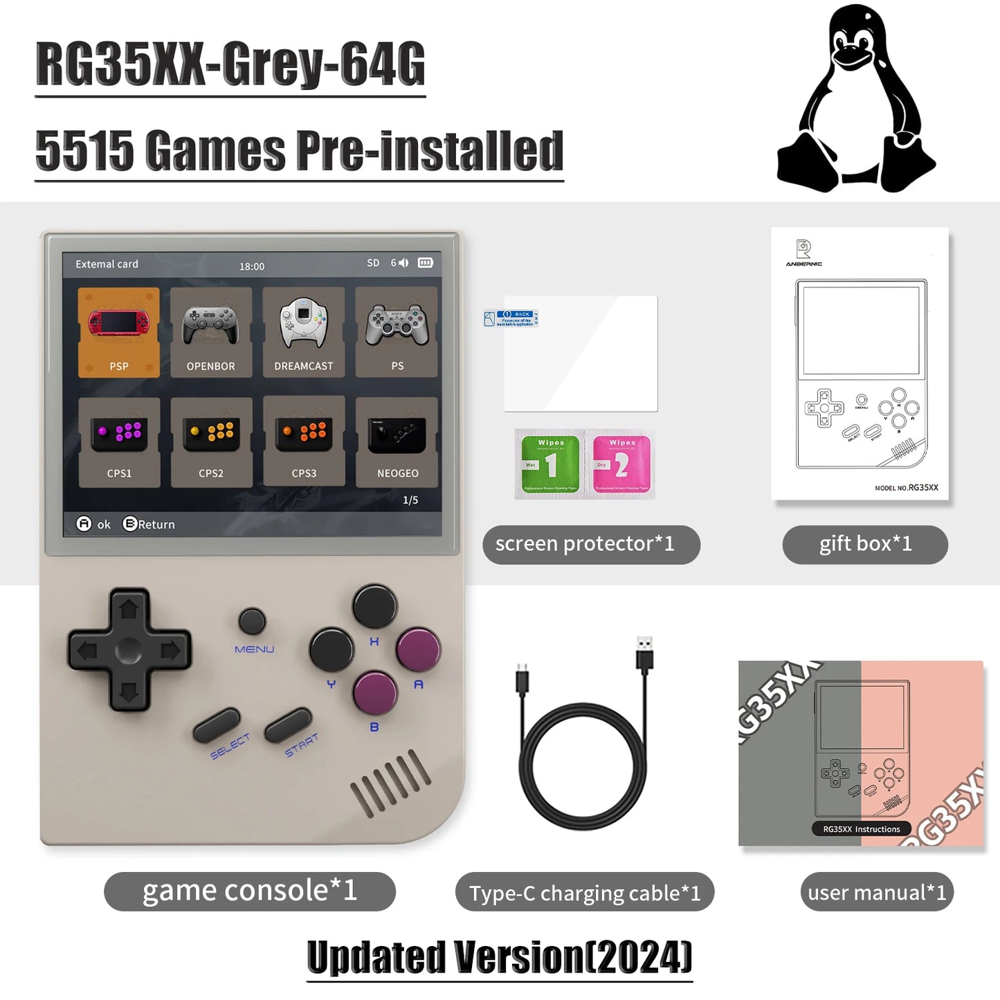 ANBERNIC RG35XX Updated 3.5" IPS Retro Handheld Game Console Linux H700 Quad-Core 1.5GHz