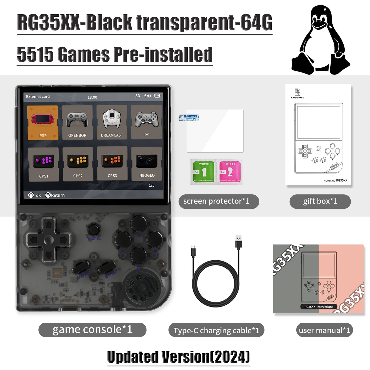 ANBERNIC RG35XX Updated 3.5" IPS Retro Handheld Game Console Linux H700 Quad-Core 1.5GHz