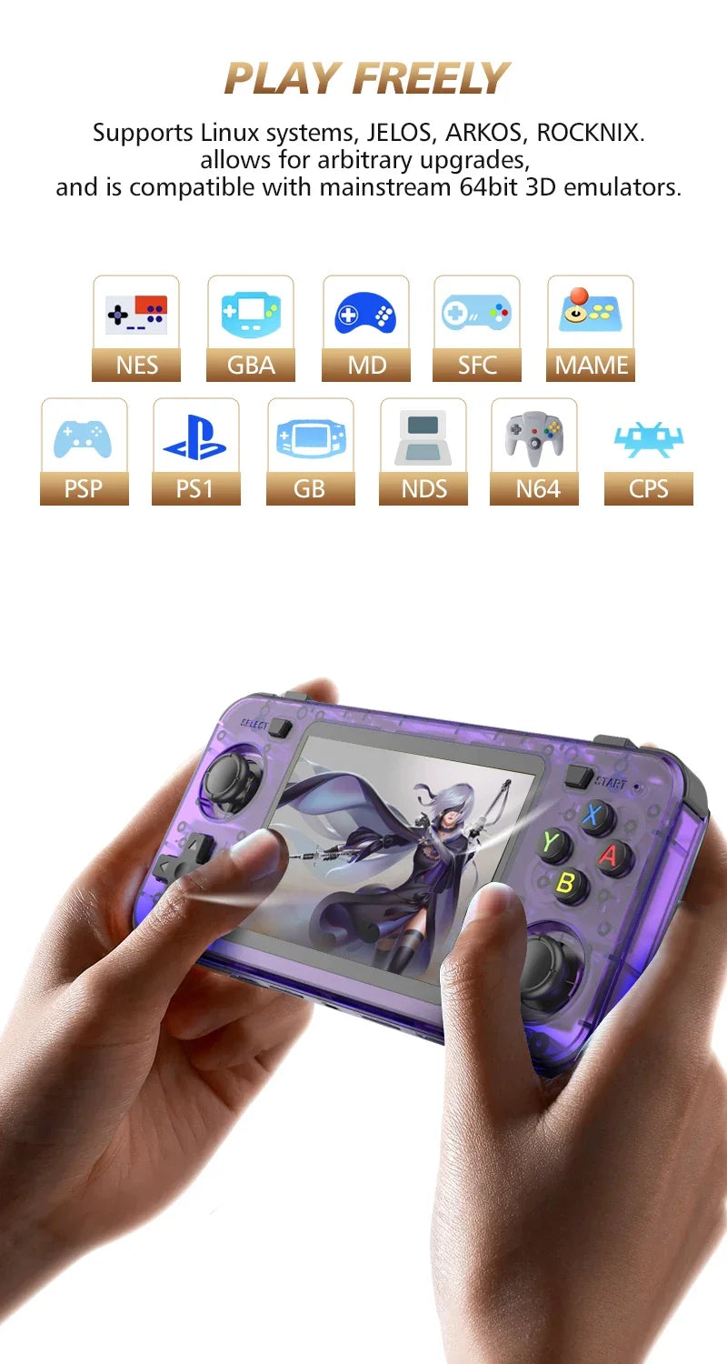 NEW BOYHOM R36H Retro Handheld Game Console 3.5" IPS RK3326 Linux 3000mAh 15,000 Games