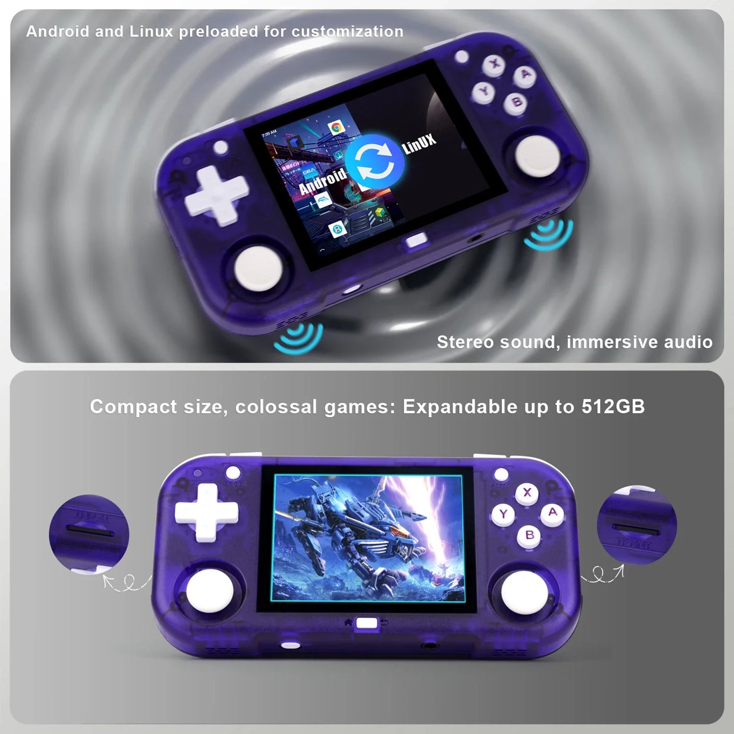 Ampown Mini Zero 28 Retro Handheld Game Console 2.8 Inch IPS Android WiFi