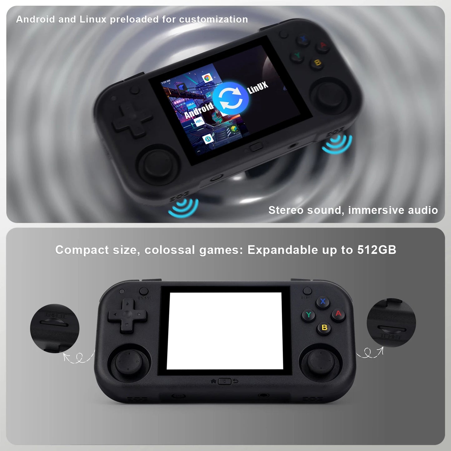 Ampown Mini Zero 28 Retro Handheld Game Console 2.8 Inch IPS Android WiFi