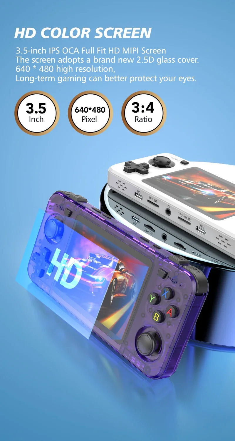 NEW BOYHOM R36H Retro Handheld Game Console 3.5" IPS RK3326 Linux 3000mAh 15,000 Games