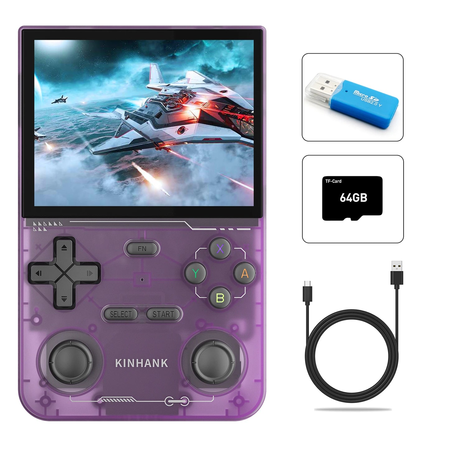 KINHANK K36 Retro Handheld Game Console 3.5 Inch IPS Screen 16,000 Games Emulator 3500mAh