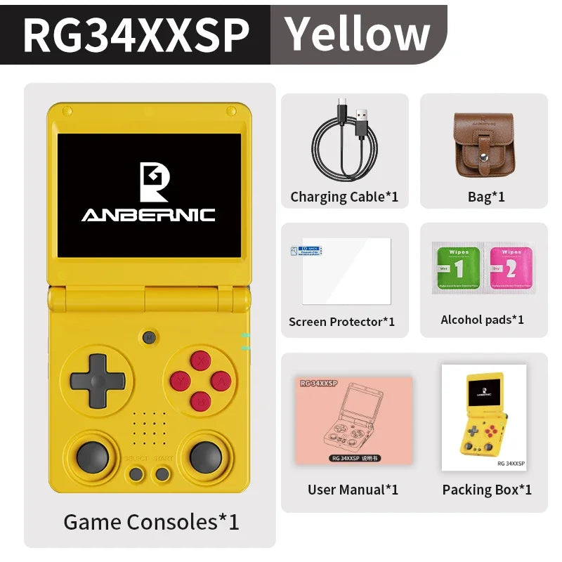 ANBERNIC RG34XXSP Flip Retro Handheld Game Console 3.4" IPS Linux 64-bit 256GB 5G WiFi