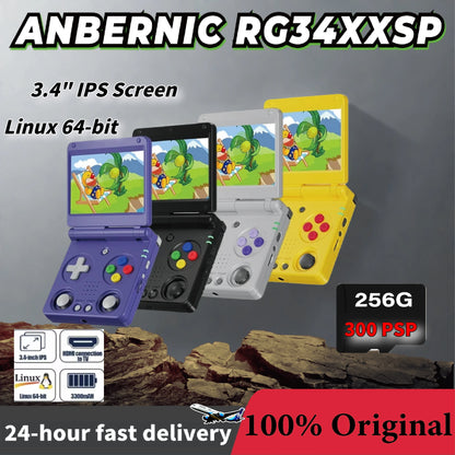 ANBERNIC RG34XXSP Flip Retro Handheld Game Console 3.4" IPS Linux 64-bit 256GB 5G WiFi