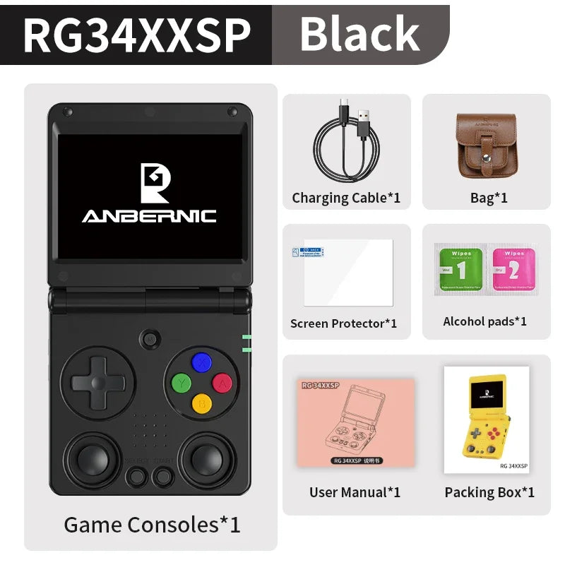ANBERNIC RG34XXSP Flip Retro Handheld Game Console 3.4" IPS Linux 64-bit 256GB 5G WiFi