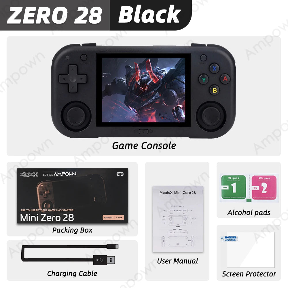 Ampown Mini Zero 28 Handheld Game Console 2.8 Inch IPS Android WiFi