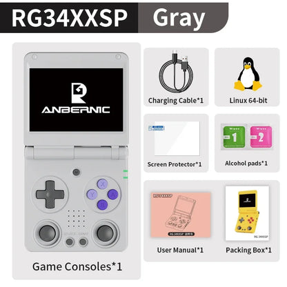 ANBERNIC RG34XXSP Flip Retro Handheld Game Console 3.4" IPS Linux 64-bit 256GB 5G WiFi