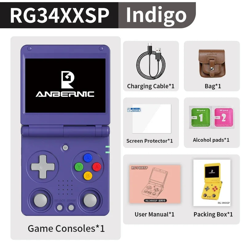 ANBERNIC RG34XXSP Flip Retro Handheld Game Console 3.4" IPS Linux 64-bit 256GB 5G WiFi