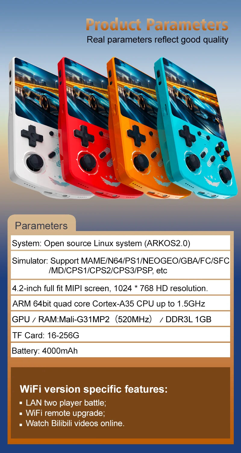 BOYHOM R40XX 4.2-Inch Retro Handheld Game Console Linux 4000mAh Portable Pocket Gaming