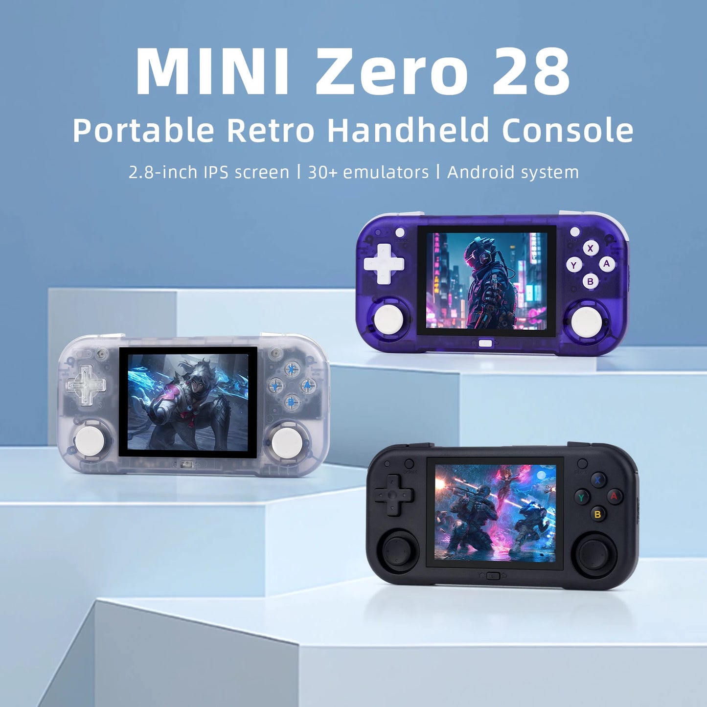 Ampown Mini Zero 28 Handheld Game Console 2.8 Inch IPS Android WiFi