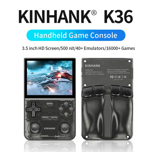 KINHANK K36 Open Source Handheld Game Console 3.5 Inch IPS 16,000 Games Emulator