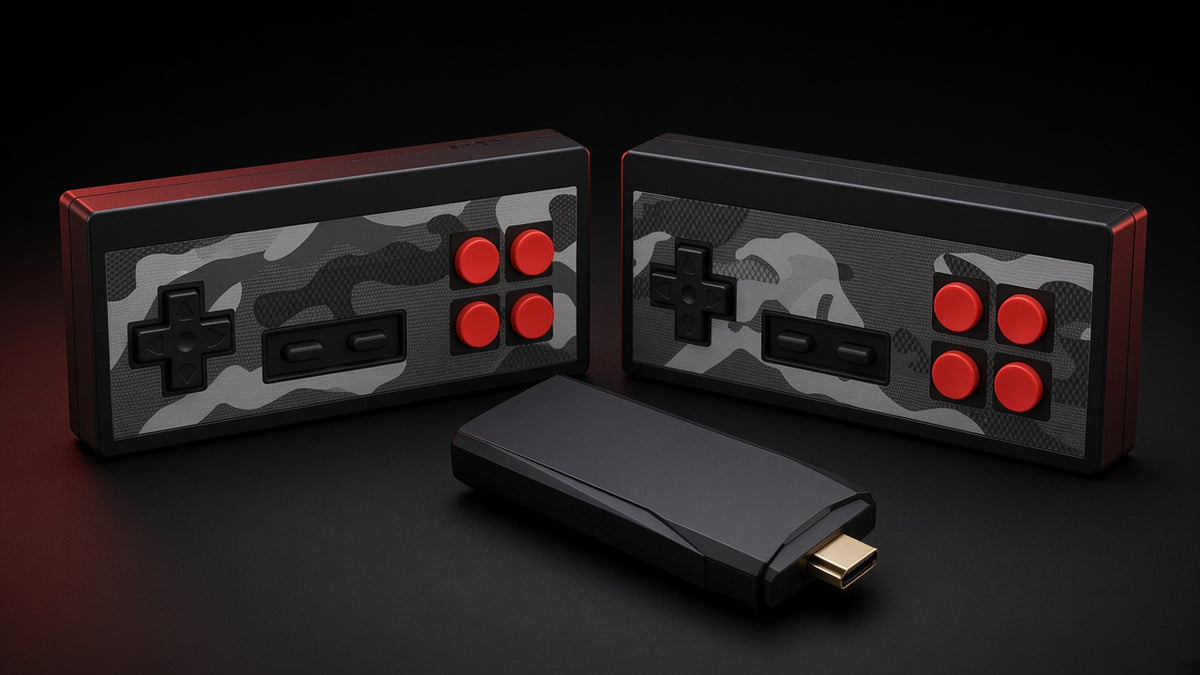 Clash Arcade TV stick and two wireless controllers