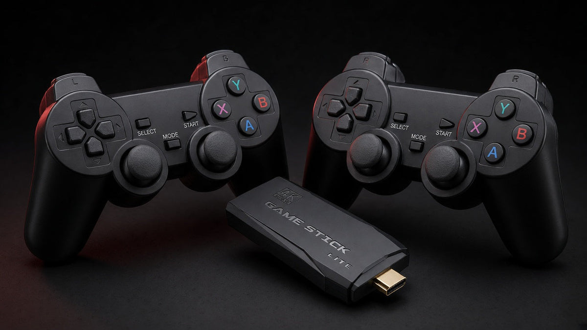 Clash Arcade Plus TV stick and two wireless controllers