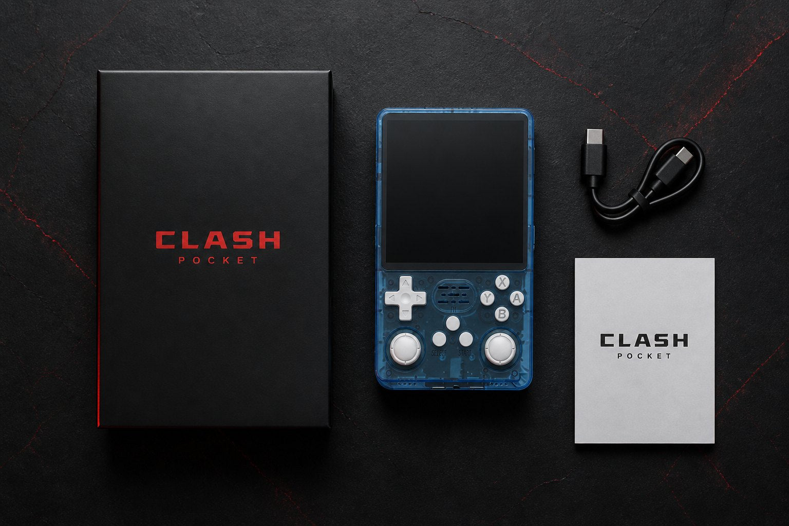 What's in the box: Clash Pocket, cable, and start card